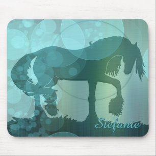 Heart Horses VI (teal bubbles) Mouse Pad
