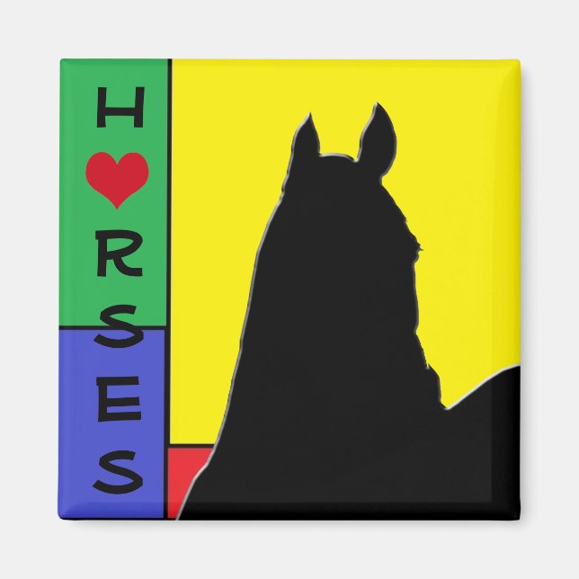 Heart Horsess I (Primary Colours) Magnet (Front)