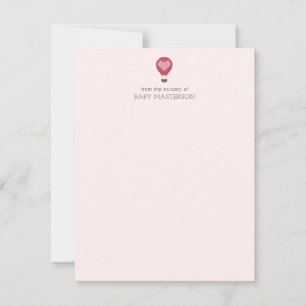 Heart Hot Air Balloon Pastel Pink Baby Shower Card