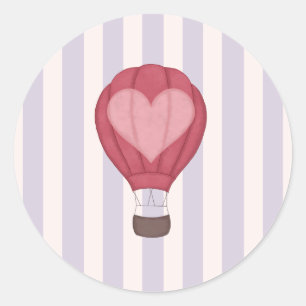 Heart Hot Air Balloon Pastel Purple Baby Shower  Classic Round Sticker