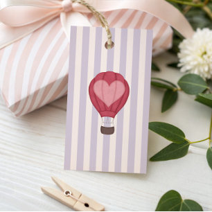 Heart Hot Air Balloon Pastel Purple Baby Shower Gift Tags