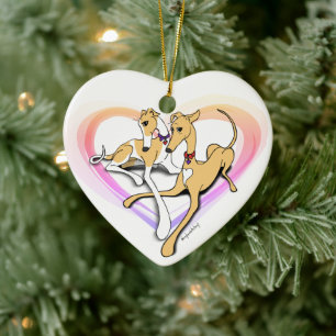 Heart Hounds Ceramic Ornament