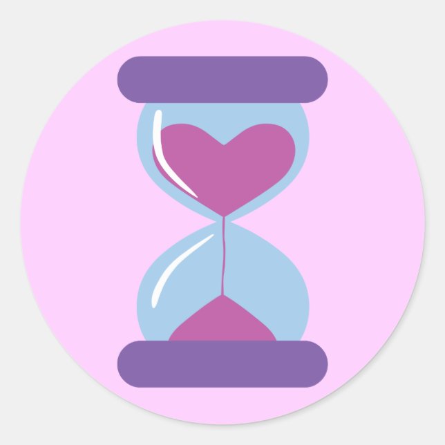 Heart Hourglass Classic Round Sticker (Front)