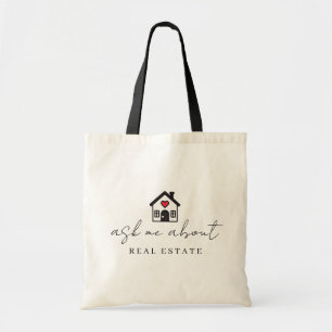 Heart House Ask Me About Real Estate Promotional Tote Bag