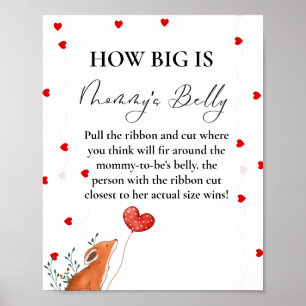 Heart How Big is mummy's belly Baby Shower Poster