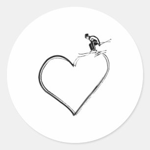 Heart I Love Ski _1  Classic Round Sticker
