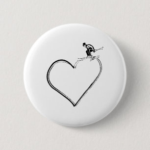Heart I Love Ski  6 Cm Round Badge