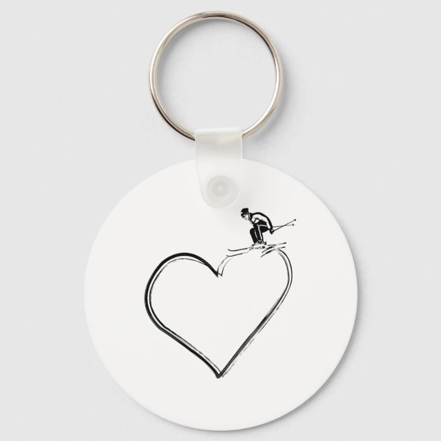 Heart I Love Ski  Key Ring (Front)