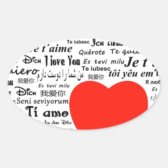 heart i love you oval sticker (Front)