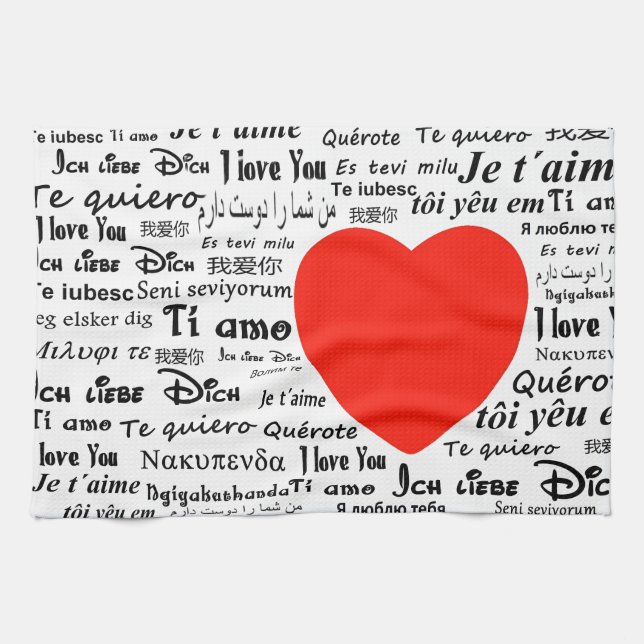 heart i love you tea towel (Horizontal)