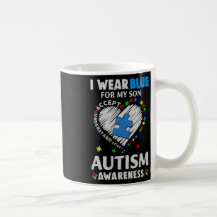 Heart I Wear Blue For My Son Autism Awareness Coffee Mug