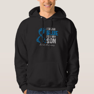 Heart I Wear Blue For My Son Autism Awareness Mont Hoodie