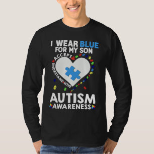 Heart I Wear Blue For My Son Autism Awareness Mont T-Shirt
