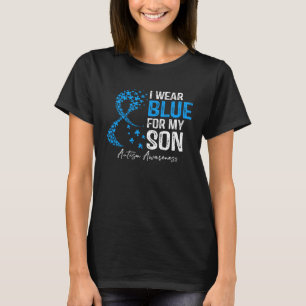 Heart I Wear Blue For My Son Autism Awareness Mont T-Shirt