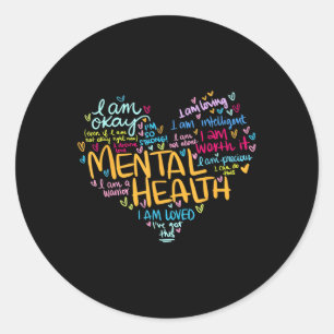 Heart I Wear Green For Mental Health Awareness Mon Classic Round Sticker
