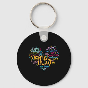 Heart I Wear Green For Mental Health Awareness Mon Key Ring