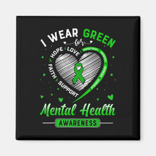 Heart I Wear Green For Mental Health Awareness Mon Magnet