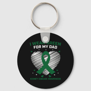 Heart I Wear Green For My Dad Kidney Disease Aware Key Ring