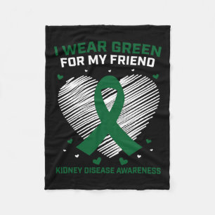 Heart I Wear Green For My Friend Kidney Disease Aw Fleece Blanket