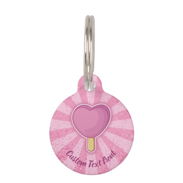Heart Ice Cream Stick Pet Tag (Front)