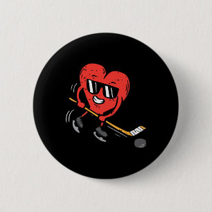 Heart Ice Hockey Player Valentines Day Cute Sports 6 Cm Round Badge