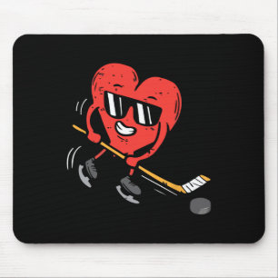 Heart Ice Hockey Player Valentines Day Cute Sports Mouse Pad