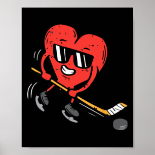 Heart Ice Hockey Player Valentines Day Cute Sports Poster