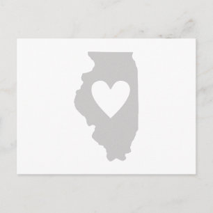 Heart Illinois state silhouette Postcard