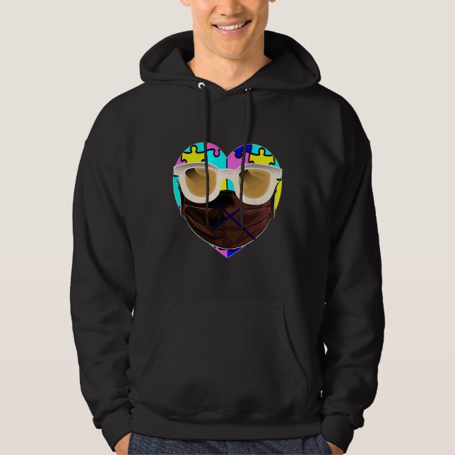 Heart In A Mask Autism Awareness Mum Puzzle Piece  Hoodie (Front)