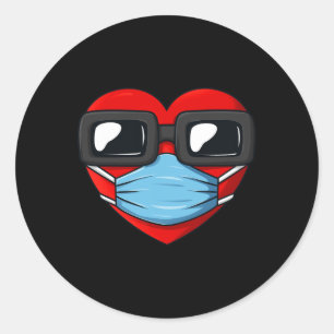 Heart In A Mask Fun Valentines Day  Classic Round Sticker