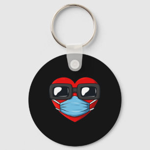 Heart In A Mask Fun Valentines Day  Key Ring