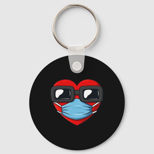 Heart In A Mask Fun Valentines Day  Key Ring (Front)