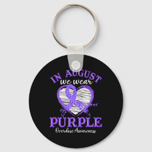 Heart In August We Wear Purple Overdose Awareness  Key Ring