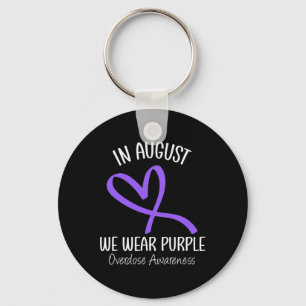 Heart In August We Wear Purple Overdose Awareness  Key Ring
