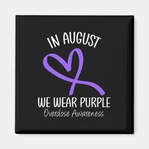 Heart In August We Wear Purple Overdose Awareness Magnet