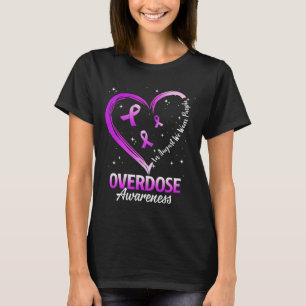 Heart In August We Wear Purple Overdose Awareness  T-Shirt