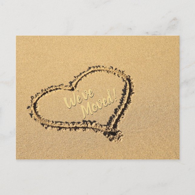 Heart in Beach Sand New Address Announcement (Front)