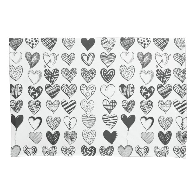 Heart in black and white pillowcase (Front)