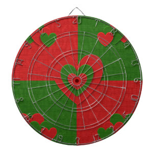 Heart in Christmas Colours Red Green Felting Look Dartboard