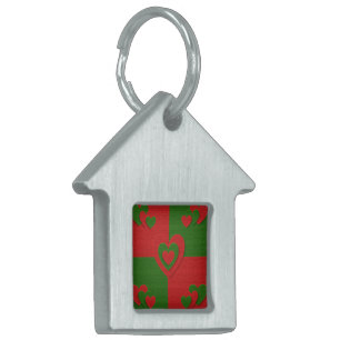 Heart in Christmas Colours Red Green Felting Look Pet Name Tag