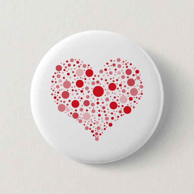 Heart In Dots 6 Cm Round Badge (Front)