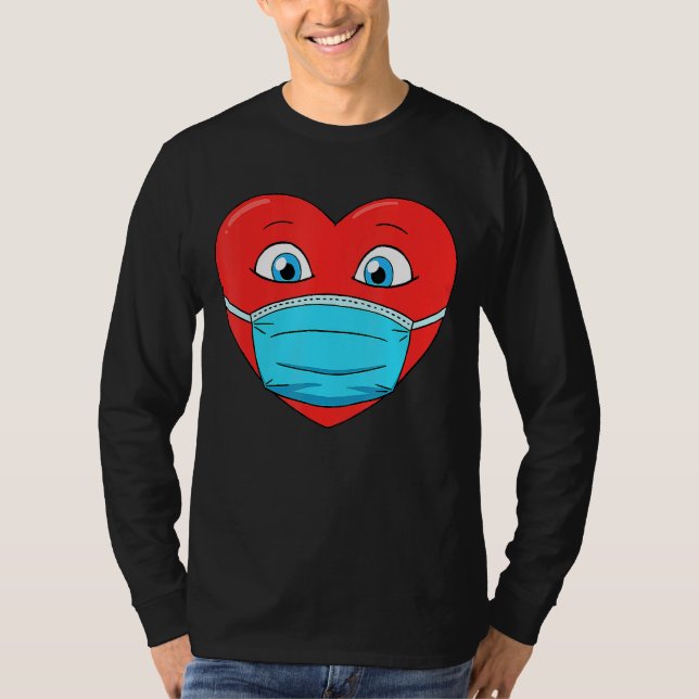 Heart In Face Mask Funny Men Women Boys Girls Vale T-Shirt (Front)