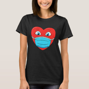 Heart In Face Mask Funny Men Women Boys Girls Vale T-Shirt