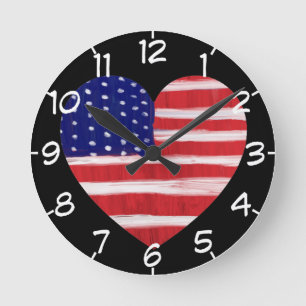 Heart In Flag Colours Numbered  Round Clock