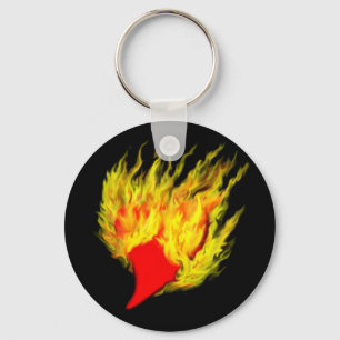 Heart in Flames Key Ring