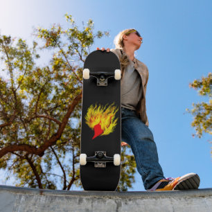 Heart in flames skateboard