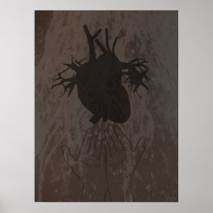 Heart in hands, organ donation poster