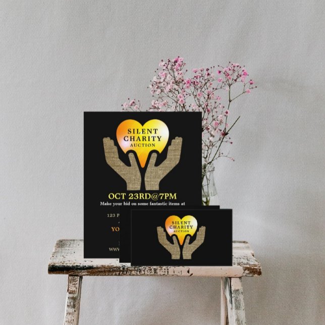 Heart in Hands, Silent Charity Auction Event Business Card (Creator Uploaded)