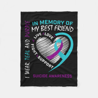 Heart In Memory Of Best Friend Suicide Awareness P Fleece Blanket