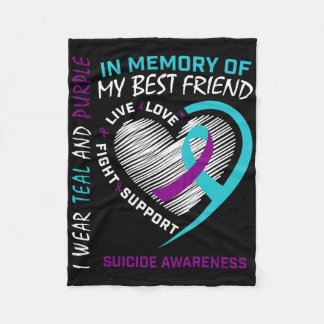 Heart In Memory Of Best Friend Suicide Awareness P Fleece Blanket